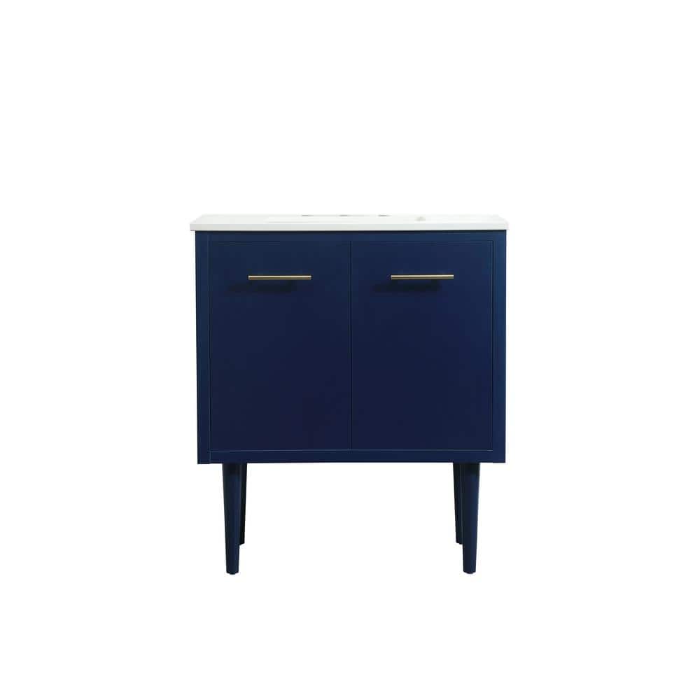 Simply Living 30 in. W x 19 in. D x 33.5 in. H Bath Vanity in Blue with Ivo