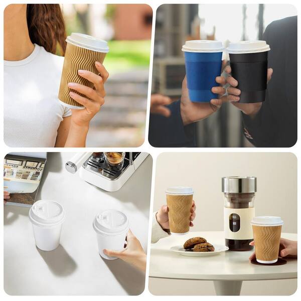 Wudkey 3.5 in. Disposable Plastic Cup Lids, Coffee Cup Lids for 10, 12, 16, 20, 24 oz. Paper Cups, White (150-Pack)