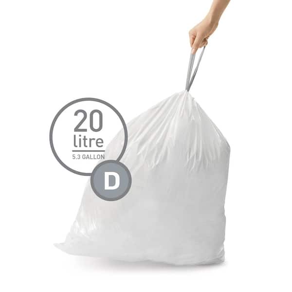Clear Recycling CW0278 Simplehuman Code D Pack of 20 Bin Bag Liners 
