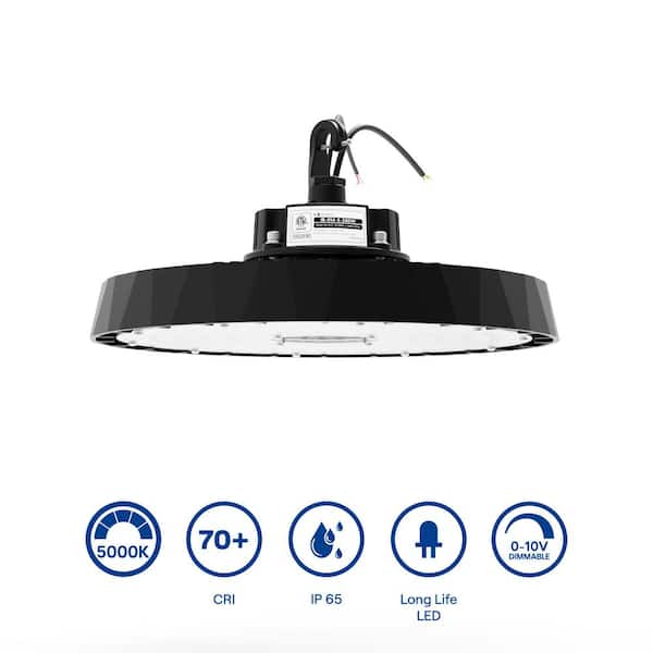 InfiBrite 12.8 in. 5000K Daylight 24,600/32,800/41,000 Lumens 120-200W Adjustable LED Dimmable Wet Rated Black High Bay 120-277V