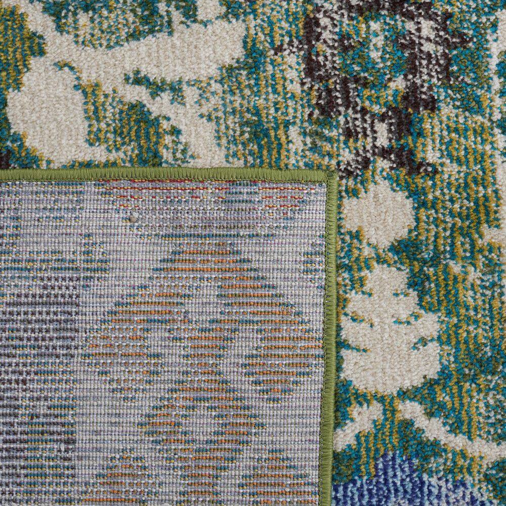 Ivory and Green 9' x 12' Flat Woven Cotton Synthetic Rug