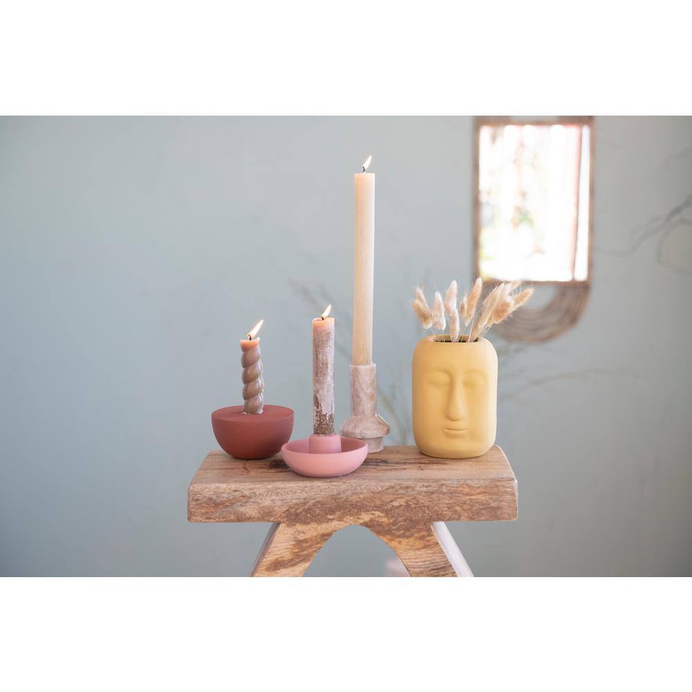 Beige Marble Taper Candle Holder, 4.5"