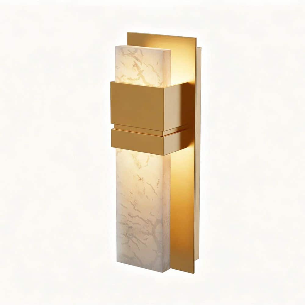 14 in. 2-Light Indoor Gold Wall Sconce with Natural Alabaster Shade for Bedroom Living Room Entryway Stairs price history on PriceWatchPro