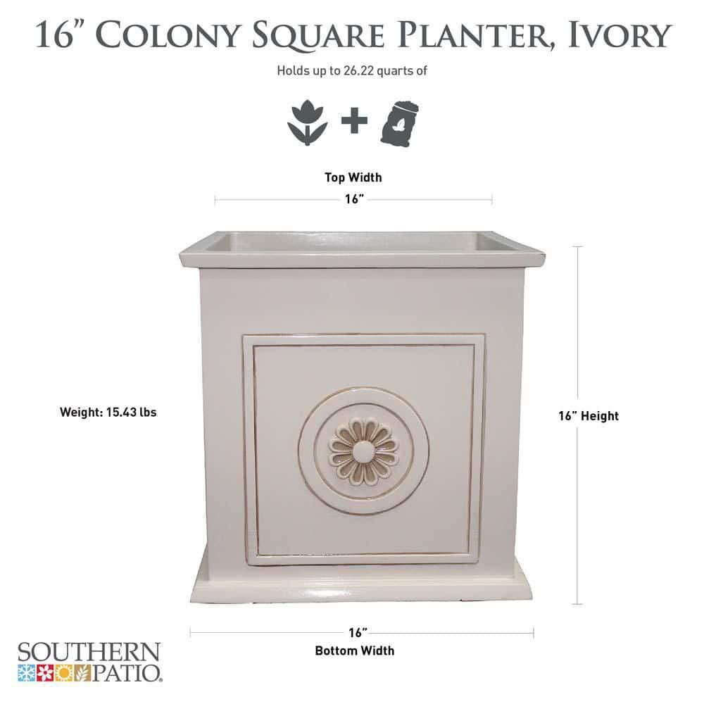 Colony Square Sleek Ivory Planter for Indoor & Outdoor Elegance