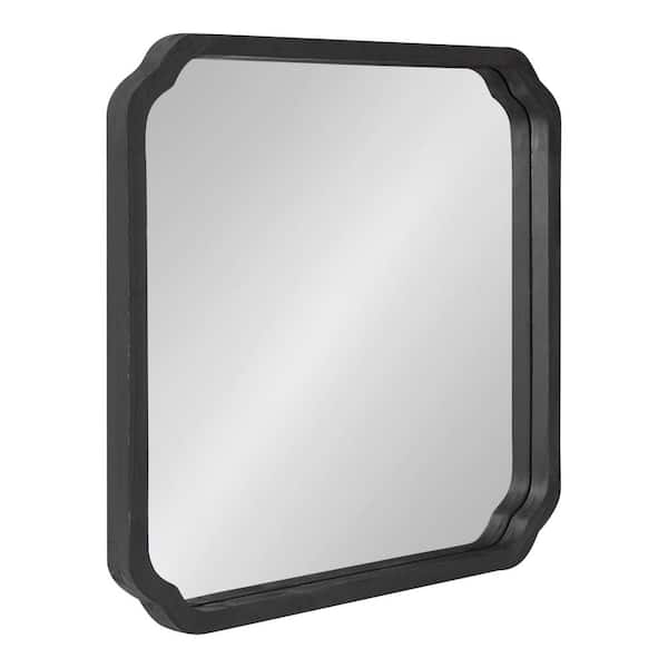 Kate and Laurel Marston 23.75 in. x 23.75 in. Rustic Square Black Framed Decorative Wall Mirror