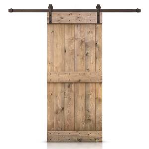 22 in. x 84 in. Mid-Bar Light Brown Stained DIY Wood Interior Sliding Barn Door with Hardware Kit