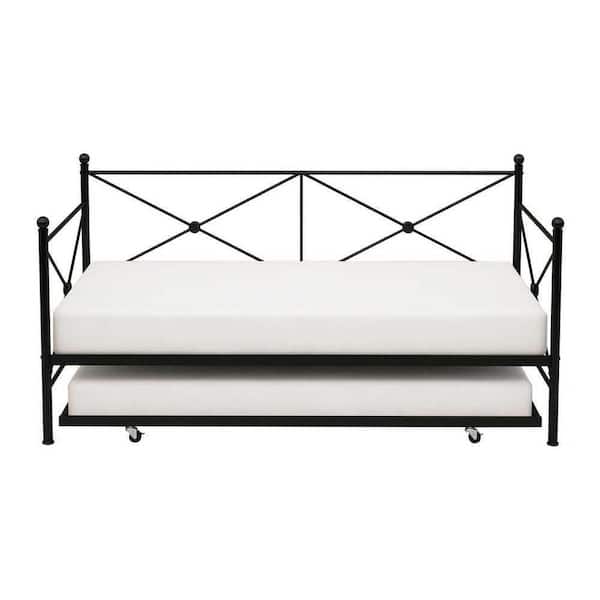 EVERGLADE HOME Julia Black Twin Metal Daybed with Trundle