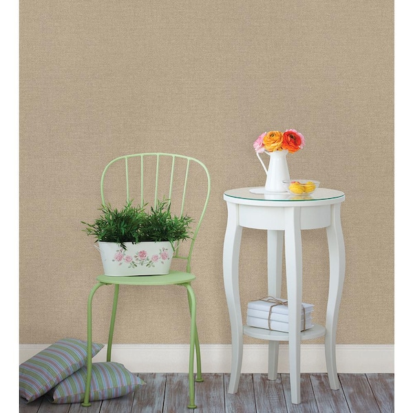 Albin Light Brown Linen Texture Vinyl Peelable Roll Wallpaper (Covers 56.4 sq. ft.)