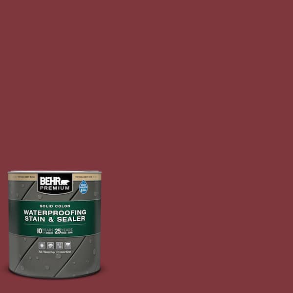 BEHR PREMIUM 1 qt. #SC-112 Barn Red Solid Color Waterproofing Exterior Wood Stain and Sealer