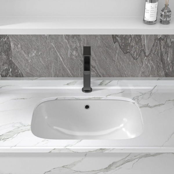 Fulorni 22 in. Undermount White Ceramic Porcelain Bathroom Sink