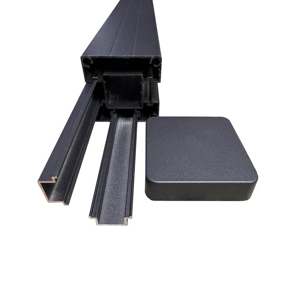 Gwf 2 75 in x 2 75 in x 118 in matte black metal fence post kit
