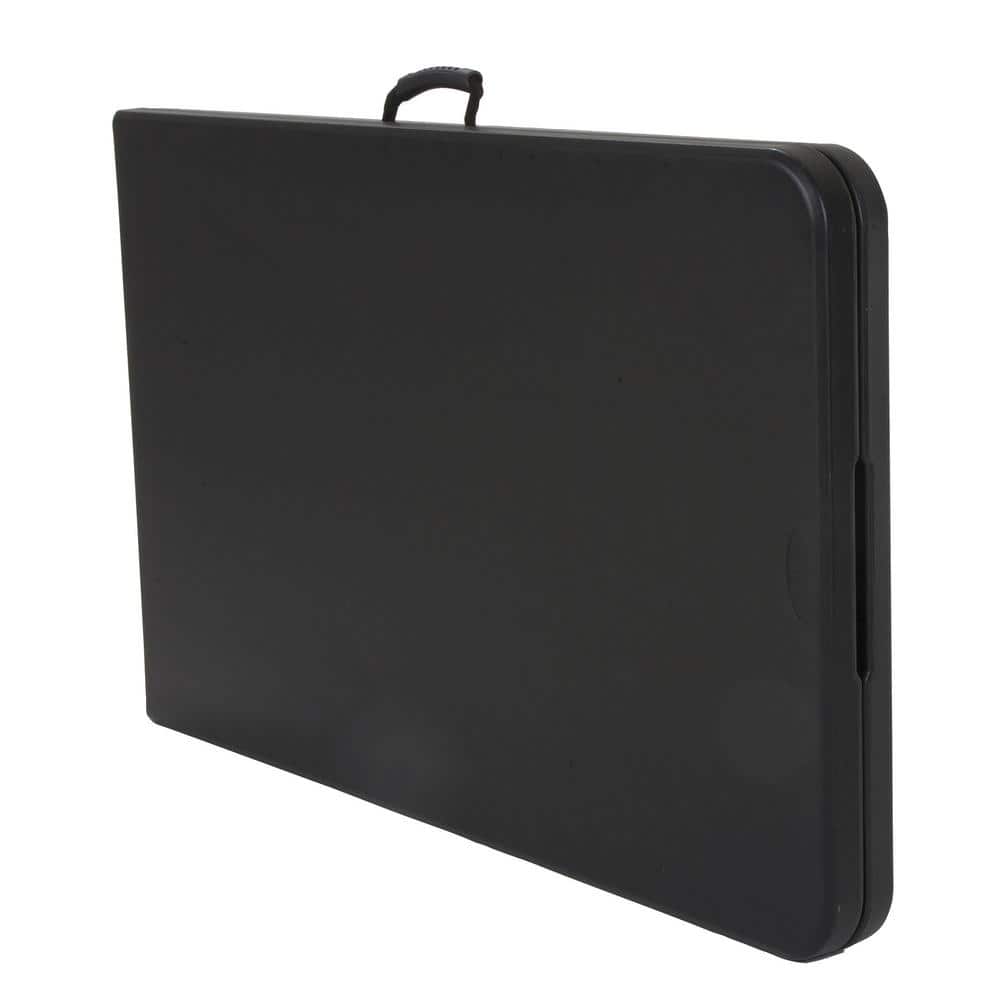 Black 8 ft Fold-in-Half Banquet Table with Handle