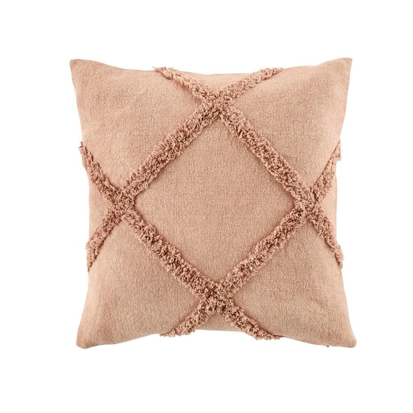 StyleWell Pink Geometric Diamond Textured 18 in. x 18 in. Square Decorative Throw Pillow