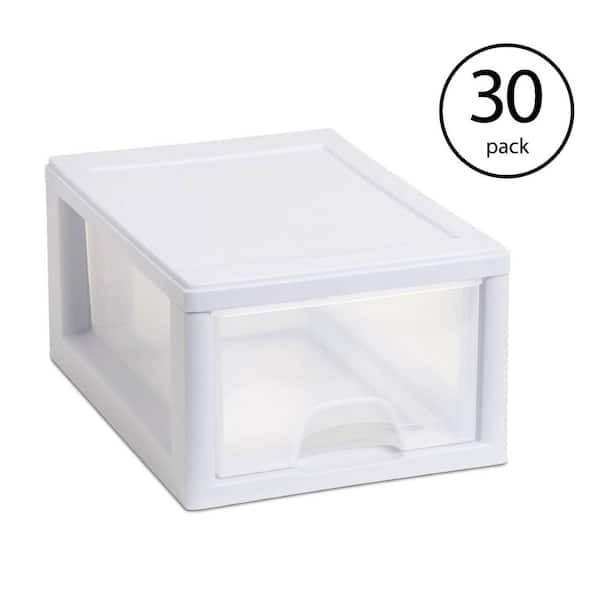 Sterilite 8.5 in. W x 5.75 in. H White Stackable Small 1-Drawer Frame and See-Through (30-Pack)