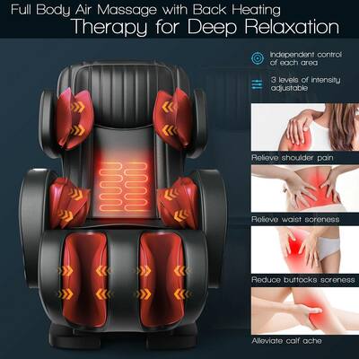 Black Full Body Leather Massage Chair Assembly-Free with Swing Function SL Track Heat