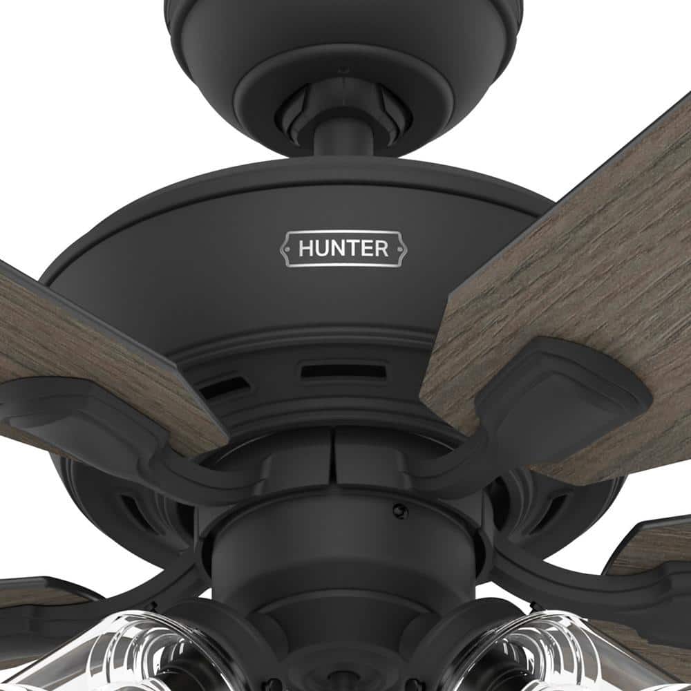 52" Matte Black 5-Blade Ceiling Fan with LED Lights