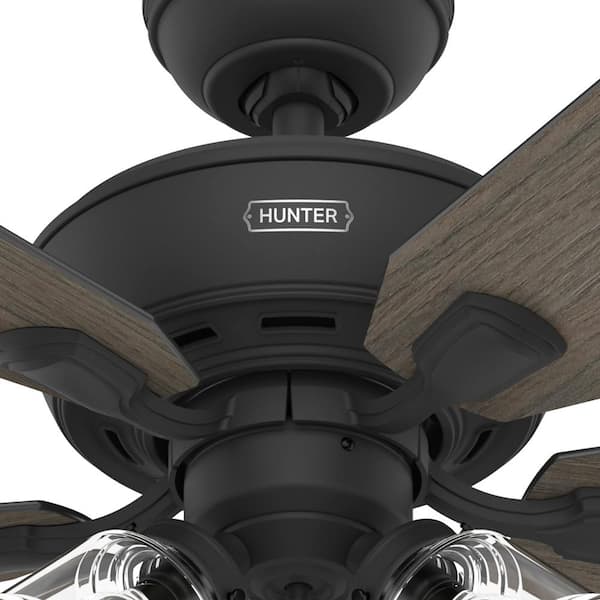 Hunter - Rosner 52 in. Indoor Matte Black Ceiling Fan with Light Kit Included