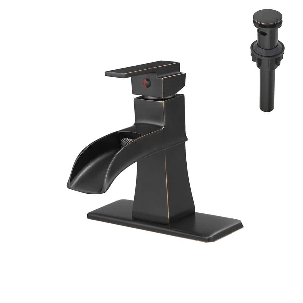 Single Hole Single-Handle Low-Arc Bathroom Faucet With Pop-Up Drain Assembl