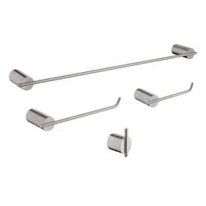 AFA 4-Piece Bath Hardware Set with Towel Bar Toilet Paper Holder Double Towel Hook in Stainless Steel Brushed Nickel