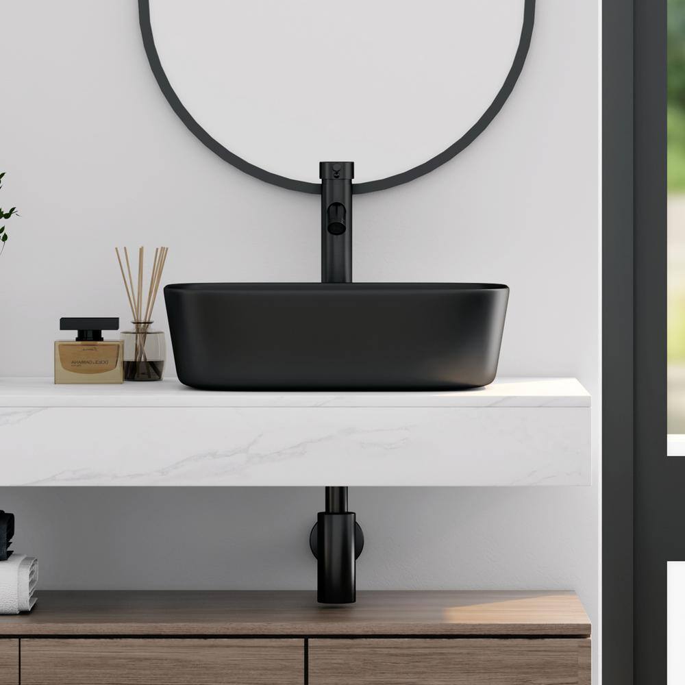 Salerno Matte Black Ceramic Rectangular Vessel Sink