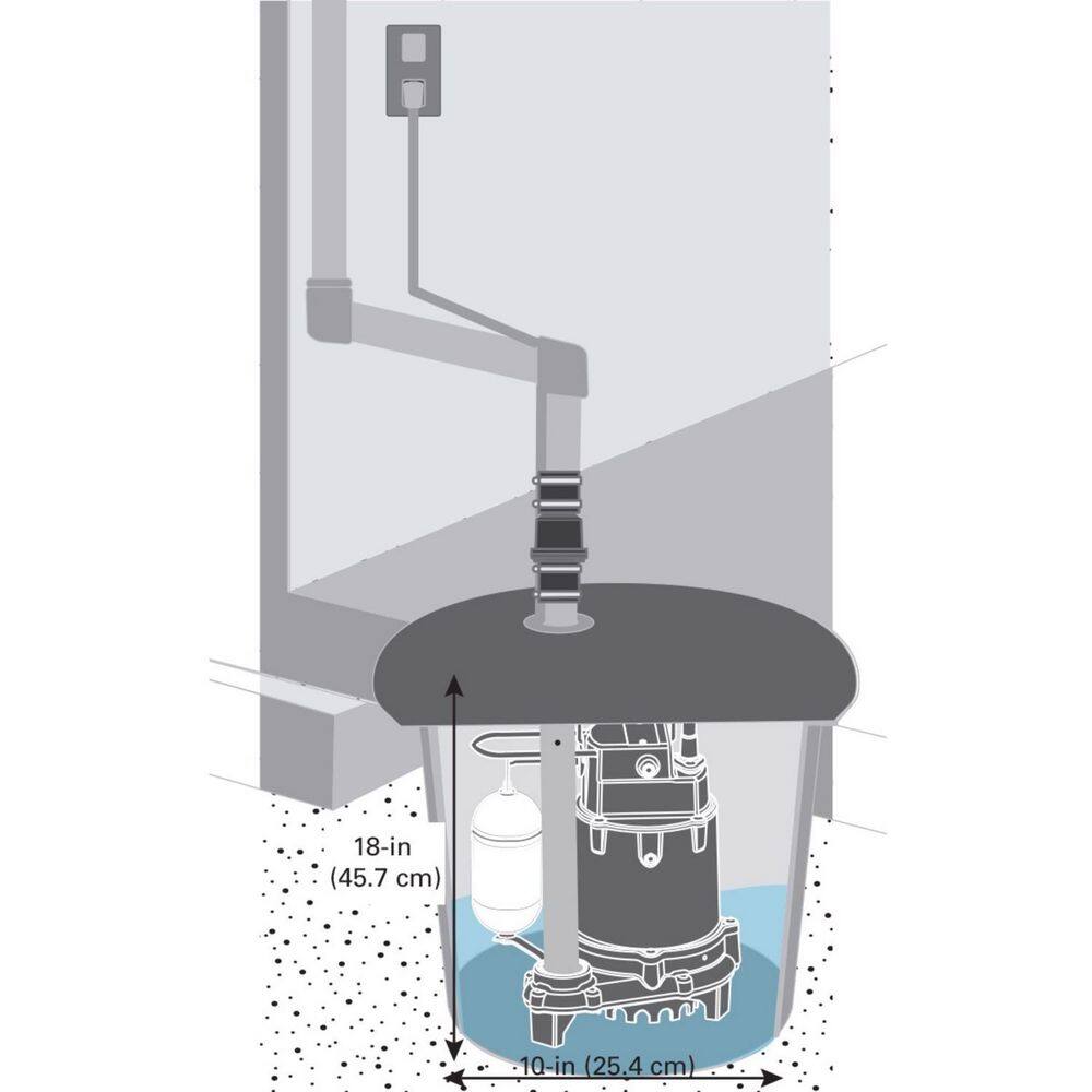 Rugged Pro 1/2 HP Cast Iron Submersible Sump Pump with Vertical Switch