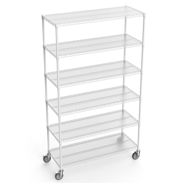 FUNKOL 6 Tier Corner Silver(Chrome) Kitchen Shelf Metal Storage Shelf Height Adjustable