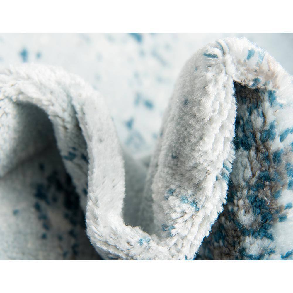 Reversible Easy-Care Light Blue Synthetic Rectangular Rug