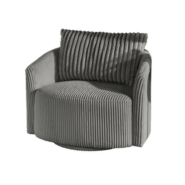 INSPIRE Q Gray Arm Chair Oversized Wale Corduroy Swivel Accent