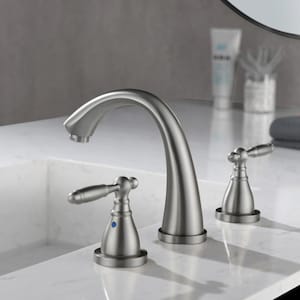 8 in. Widespread 2-Handle Bathroom Faucet in Brushed Nickel