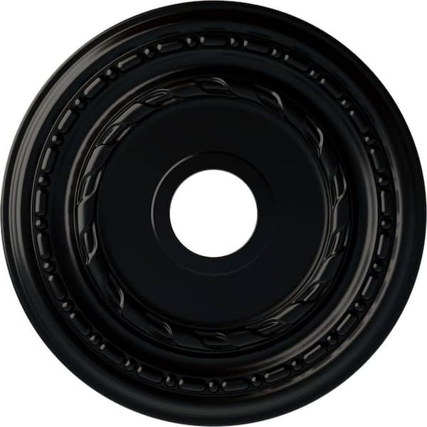 Ekena Millwork 1-1/4" x 17-7/8" x 17-7/8" Polyurethane Dublin Ceiling Medallion, Hand-Painted Jet Black