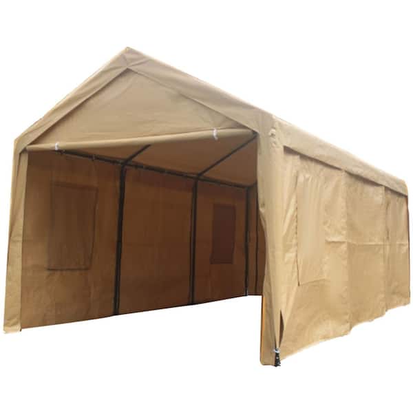10 ft. x 20 ft. Heavy Duty Outdoor Car Canopy Carport Portable Garage Sand