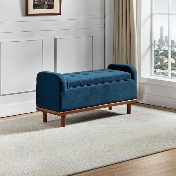 Navy upholstered 2024 storage bench