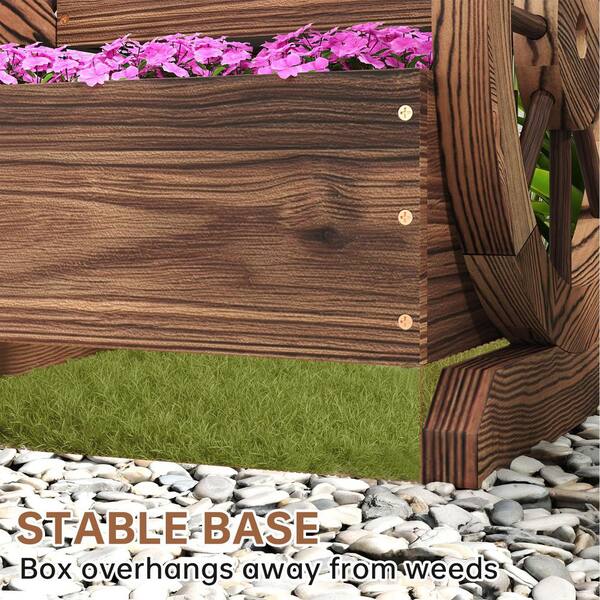 Sizzim 2-Tier Wooden Wagon Planter Box, Decorative Wood
