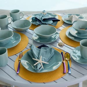 RYO 32-Piece Casual Light Blue Porcelain Dinnerware Set (Service for 8)