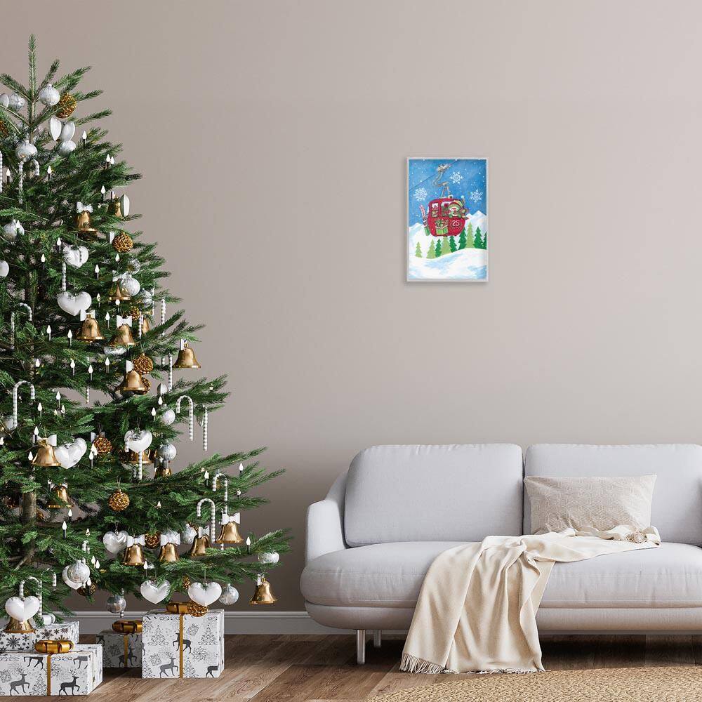 Snowman on Ski Lift by Diane Kater Gray Framed Abstract Giclee Art Print 18 in. x 12 in. price history on PriceWatchPro
