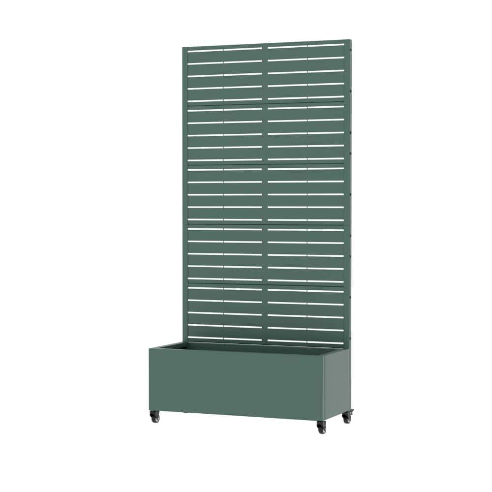 72 in. H x 35 in. W Forest Green Outdoor Galvanized Steel Privacy Screen Planter Box Trellis with Detachable Wheels price history on PriceWatchPro