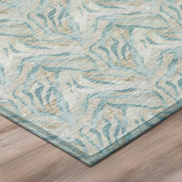 Chantille Machine Washable Indoor/Outdoor Abstract ACN3097 Teal 10 ft. x 14 ft. Area Rug