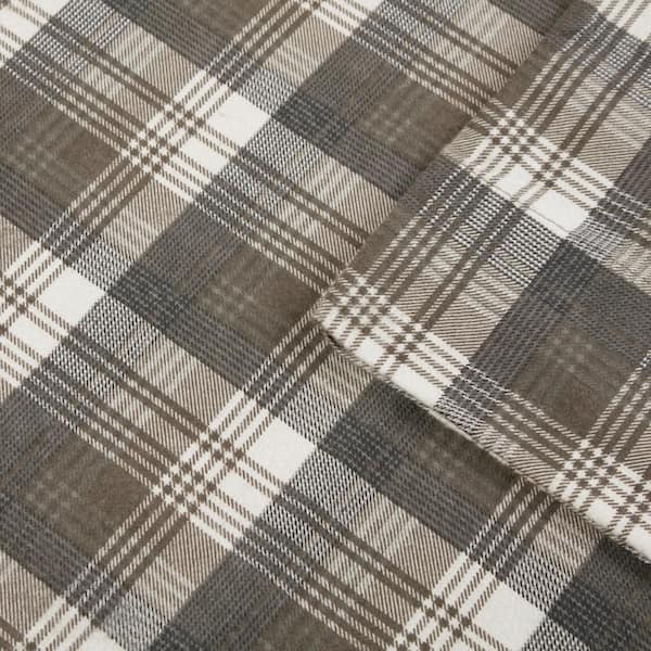 Cotton Flannel 4-Piece Brown Plaid Cal King Sheet Set