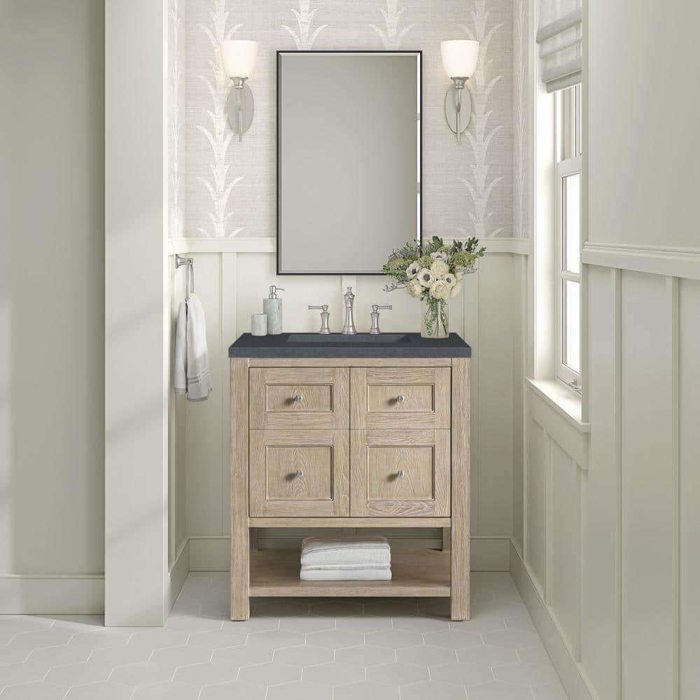 Breckenridge 30" Whitewashed Oak Single Vanity with Charcoal Soapstone Top