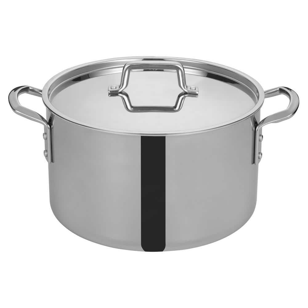 Winco 16 qt. Triply Stainless Steel Stock Pot with Cover TGSP-16