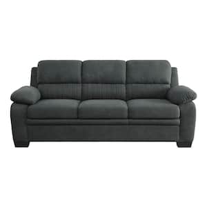 Deliah 80 in. W Straight Arm Textured Fabric Rectangle Sofa in. Dark Gray