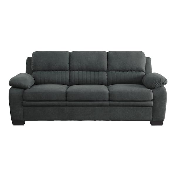 Unbranded Deliah 80 in. W Straight Arm Textured Fabric Rectangle Sofa in. Dark Gray