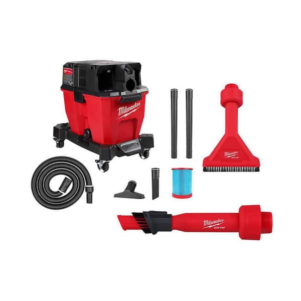 Milwaukee M18 FUEL 9 Gal. Cordless Dual-Battery Wet/Dry Shop Vacuum with AIR-TIP 1-1/4 in. - 2-1/2 in. Utility Brush and Nozzle