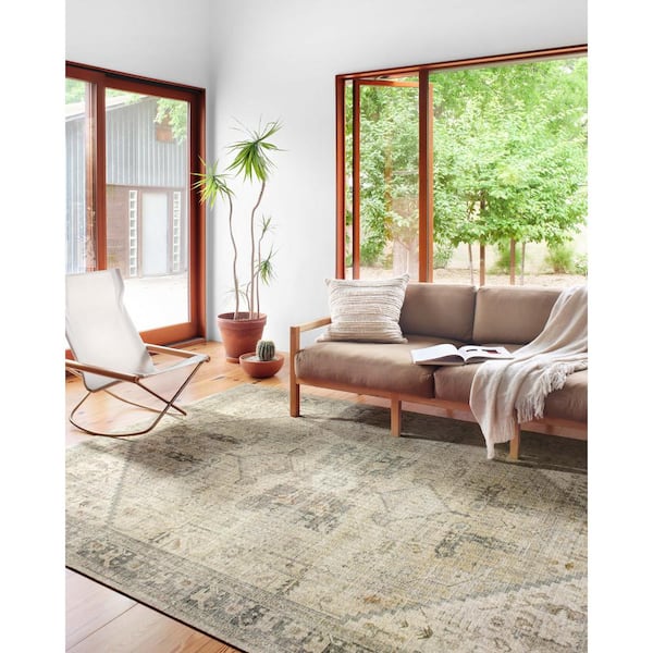 Loloi Skye Natural/Sand 7' X 9' Printed Distressed Oriental Area