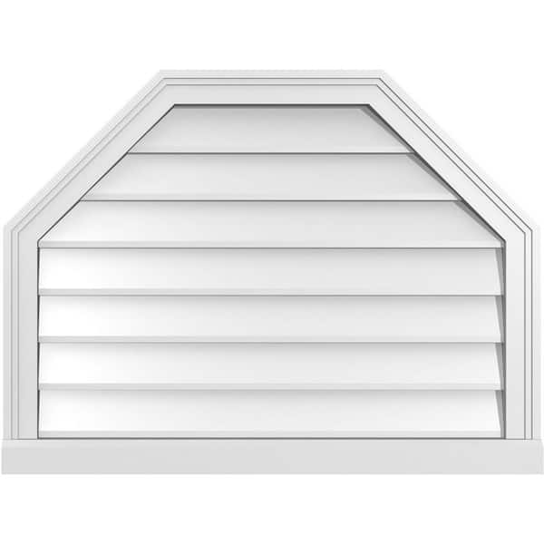 Ekena Millwork 32 in. x 24 in. Octagonal Top Surface Mount PVC Gable Vent: Decorative with Brickmould Sill Frame