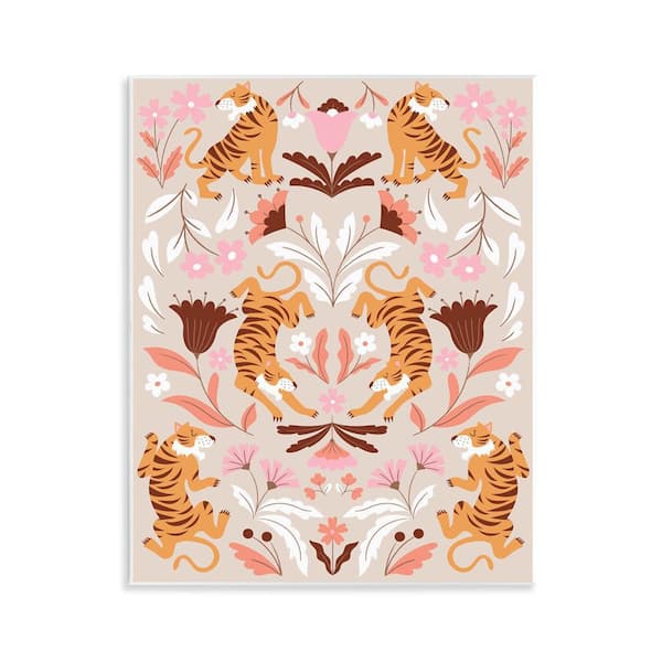 Stupell Industries Mirrored Boho Tigers by Angela Nickeas Unframed Animal Graphic Art Print 14 in. x 11 in.