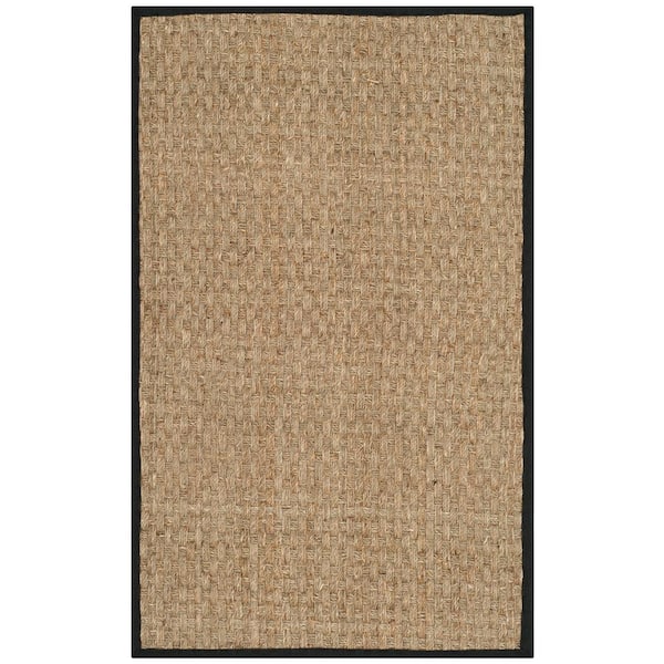 Natural Fiber Beige/Black Doormat 3 ft. x 4 ft. Border Area Rug