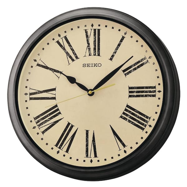 Seiko 16 in. Ivory Splash Resistant Outdoor Wall Clock