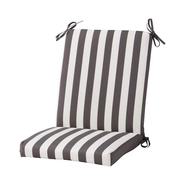 20 in x 19 in Outdoor High Back Chair Pad, Canopy Stripe Gray