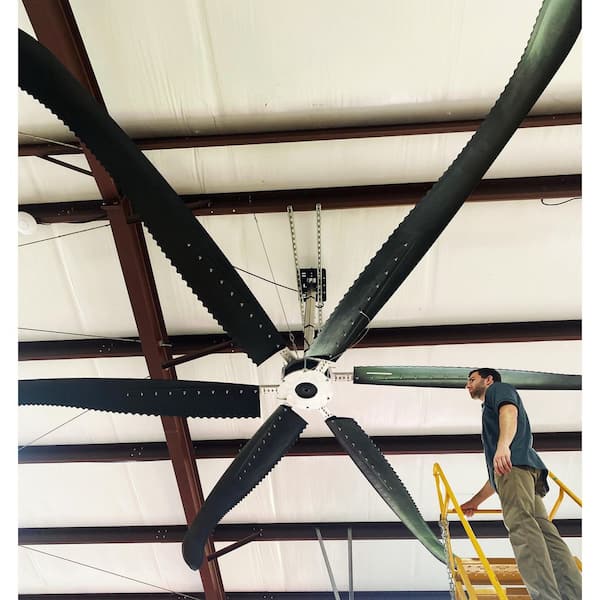 20 ft. High Output HVLS Industrial Ceiling Fan for 22,650 sq. ft. Coverage 1.75 HP 110 RPM - 220-Volt, Black Housing